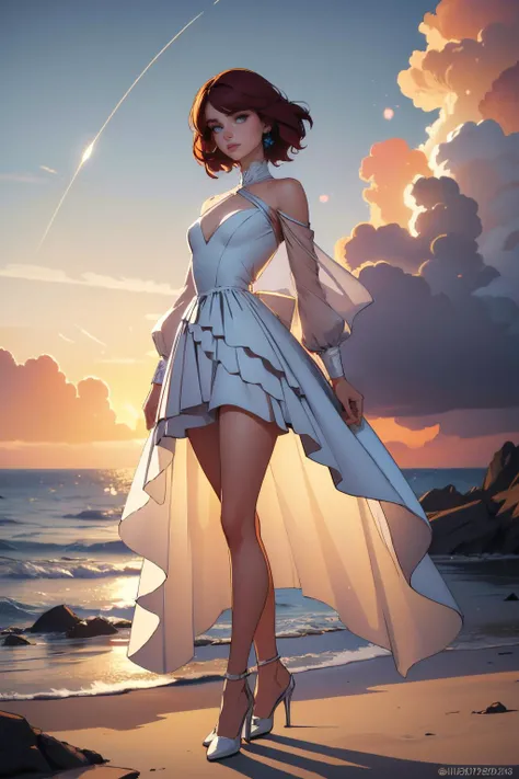 (photograph, hyperrealism, masterpiece, 8k:1.3), 1girl, Norwegian, fat, nsfw, wedge cut hair hair, redhead, sorry, Silhouettes, Characters outlined against a bright background, evoking intimacy without explicit details, trending on Getty Images, concept art, shot by irving penn, wide angle, wide shot, full body, <lora:edgLycorisCloud:0.85>, Haute_Couture, edgCloud, wearing a Haute_Couture edgHC_dress made of clouds