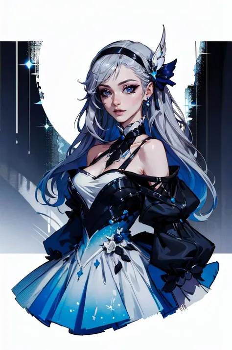 <lora:edgLycorisMugler:0.8> Haute_Couture, edgTM, edgTM_style fashion, eccentric clothing, Haute_Couture dress, wearing Haute_Couture dress, makeup, eyeshadow,  <lora:firefly-v2-kozue:0.5> 1girl, blue eyes, grey hair, long hair, hair ornament, black hairband,, ultra detailed, masterpiece, best quality, aesthetic, detailed,