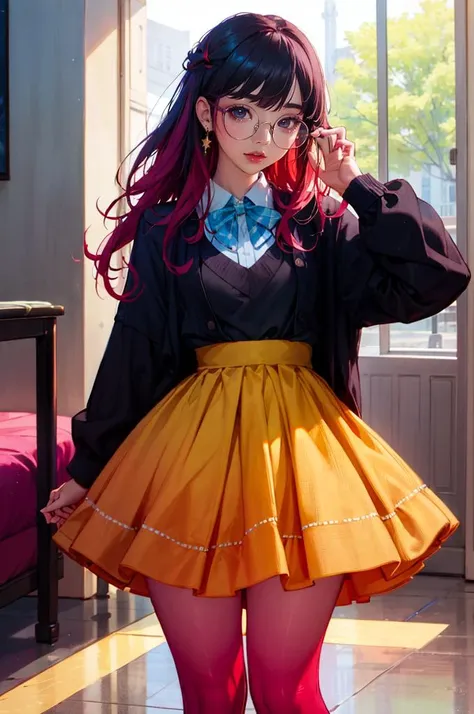 <lora:edgLycorisPreppy:1> Haute_Couture, designer edgHC_dress with set of edgPreppy clothes, wearing edgHC_dress with set of edgPreppy clothes,  <lora:LilyPichu:1> (LilyPichuTI:0.9), glasses,, absurdres, ultra detailed, masterpiece, best quality, aesthetic, detailed,