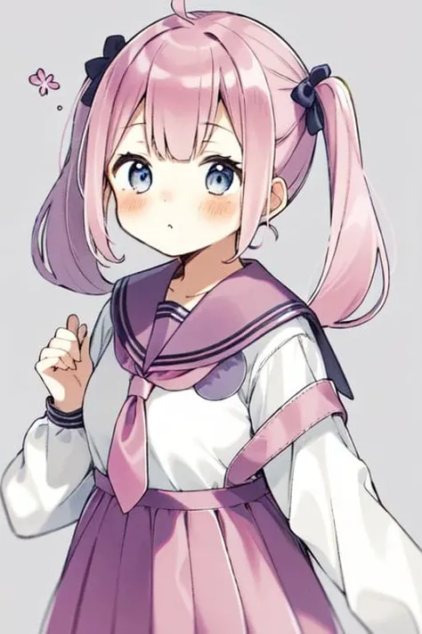 1girl, solo, blush, pink hair, twintails, serafuku, flower background, colored background,
<lora:ShanoPirika_Style:0.9>