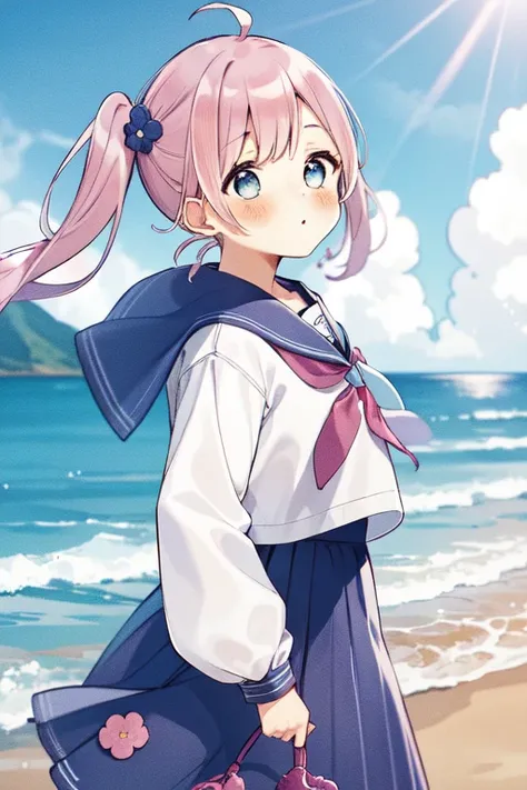 1girl, solo, blush, pink hair, twintails, serafuku, scenery, flower, ocean,
<lora:ShanoPirika_Style:0.9>