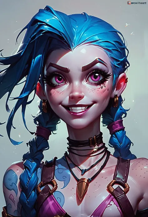 score_9, score_8_up, score_8, Jinx, league of Legends, lots of freckles, aide cut,