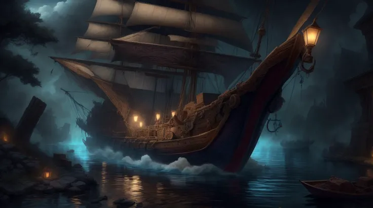 <lora:ExpeditionStyle:1>ExpeditionStyle a ghostly boat drifting on a river that flows in the sky <lora:LowRa:0.6>  <lora:add_detail:0.75>, (Masterpiece:1.3) (best quality:1.2) (high quality:1.1)