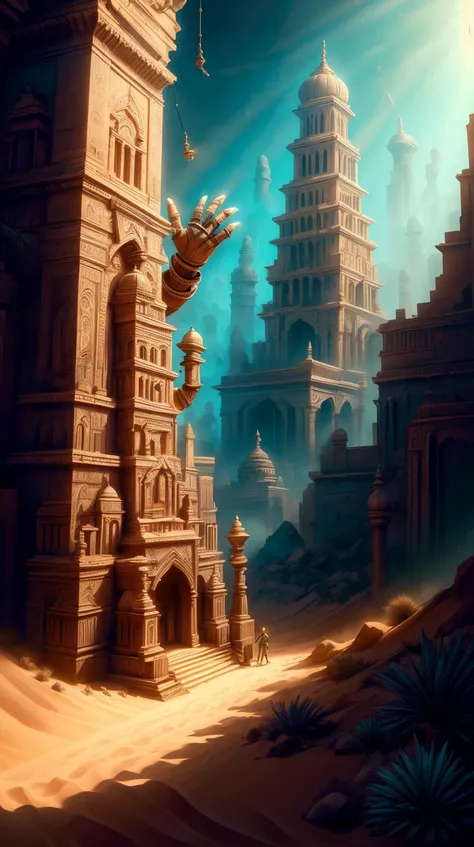 <lora:ExpeditionStyle:0.7>ExpeditionStyle a shadow puppeteer casting a cityscape with their hands, colorful, desert environment, treasure seeking, MahabharataPunkAI a shadow puppeteer casting a cityscape with their hands <lora:MahabharataPunkAI:0.6> a shadow puppeteer casting a cityscape with their hands, <lora:add_detail:0.5>, (Masterpiece:1.3) (best quality:1.2) (high quality:1.1)