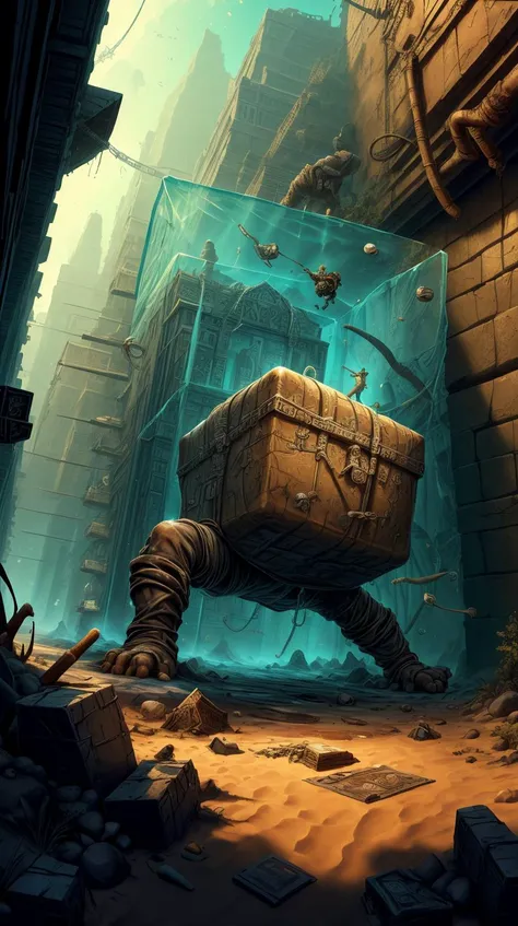 <lora:ExpeditionStyle:0.7>ExpeditionStyle thieves navigating through intricate city sewers, escaping after a daring heist, colorful, desert environment, treasure seeking, gelatinous cube thieves navigating through intricate city sewers, escaping after a daring heist <lora:CubeLora08:0.6> thieves navigating through intricate city sewers, escaping after a daring heist, <lora:add_detail:0.5>, (Masterpiece:1.3) (best quality:1.2) (high quality:1.1)