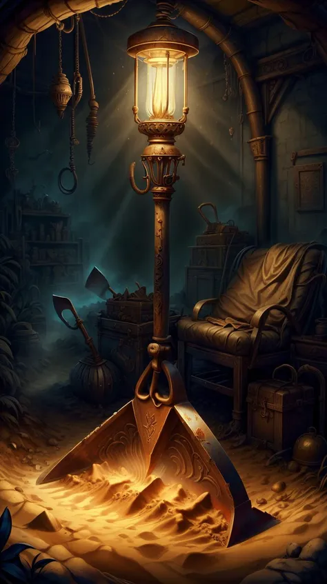 <lora:ExpeditionStyle:0.7>ExpeditionStyle Shovel, colorful, desert environment, treasure seeking, GasLampFantasyAI Shovel <lora:GasLampFantasyAI:0.6> Shovel, <lora:add_detail:0.5>, (Masterpiece:1.3) (best quality:1.2) (high quality:1.1)