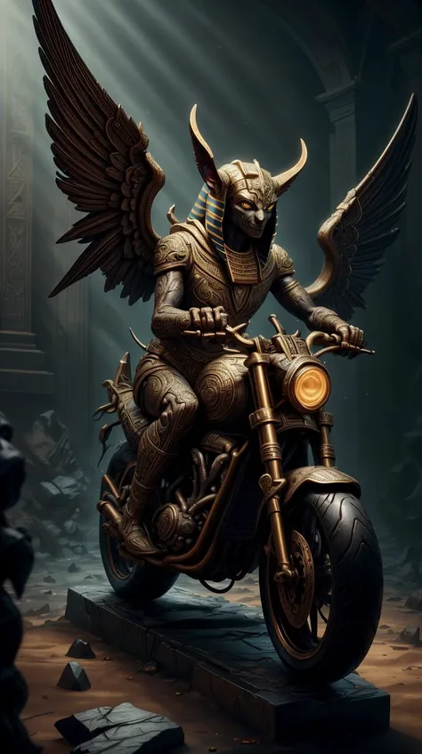 <lora:ExpeditionStyle:0.7>ExpeditionStyle fine art statue of black egyptian god anubis on a surrealist motorbike, ebony art deco, carved black marble, inlaid with ebony and gold accents, ebony rococo, wings black lace wear, sculpted by spider zero, zaha hadid, trending on artstation, beautifully lit, hyper detailed, insane details, intricate, elite, ornate, elegant, luxury, dramatic lighting, photorealistic, octane render, micro details, 3 d sculpture, structure, ray trace , colorful, desert environment, treasure seeking, AsgardAI fine art statue of black egyptian god anubis on a surrealist motorbike, ebony art deco, carved black marble, inlaid with ebony and gold accents, ebony rococo, wings black lace wear, sculpted by spider zero, zaha hadid, trending on artstation, beautifully lit, hyper detailed, insane details, intricate, elite, ornate, elegant, luxury, dramatic lighting, photorealistic, octane render, micro details, 3 d sculpture, structure, ray trace <lora:AsgardAI:0.6> fine art statue of black egyptian god anubis on a surrealist motorbike, ebony art deco, carved black marble, inlaid with ebony and gold accents, ebony rococo, wings black lace wear, sculpted by spider zero, zaha hadid, trending on artstation, beautifully lit, hyper detailed, insane details, intricate, elite, ornate, elegant, luxury, dramatic lighting, photorealistic, octane render, micro details, 3 d sculpture, structure, ray trace , <lora:add_detail:0.5>, (Masterpiece:1.3) (best quality:1.2) (high quality:1.1)