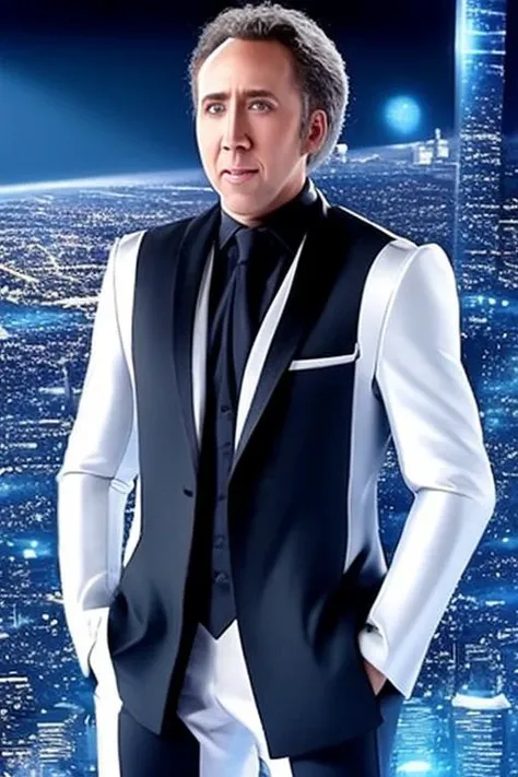 NcCG wearing a futuristic suit,white hair, <lora:NcCG75:0.76>,high quality photograph, futuristic megapolis background