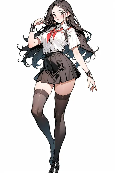 1girl,solo,(full body:1.1),
school uniform,microskirt,black thighhighs,(simple background:1.2),
(Highest picture quality),colorful,(masterpiece:1.5),ultra high res,best quality,extremely detailed wallpaper,(intricate detail),detailed light