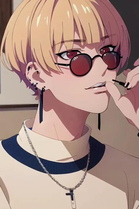 (best quality:1.1), (masterpiece:1.4), wallpaper, , , , ligne claire, (anime:1.4), 1boy, solo, male focus, <lora:hajun_yeon:0.76>, hajun_yeon, blonde hair, red eyes, , bangs, , earrings, egyptian costume, , HD-DVD