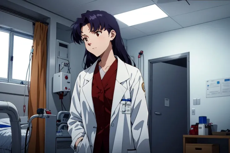 (high quality) (masterpiece) A scene of an anime girl with a patient gown in the hospital, emotional scene, various scene.