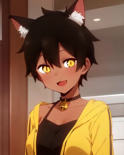 <lyco:Natsume-NAI-LyCORIS:0.9>
1girl, solo, portrait, looking at viewer, bell_choker, ntsme, finely detailed yellow eyes, \:\D, cat_ears, \:\3