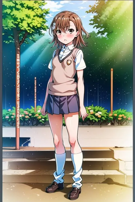 1girl, solo, masterpiece, best quality, <lora:isshimisaka:1>, MSKMKT, (8k, raw photo, best quality, masterpiece), tokiwadai school uniform,