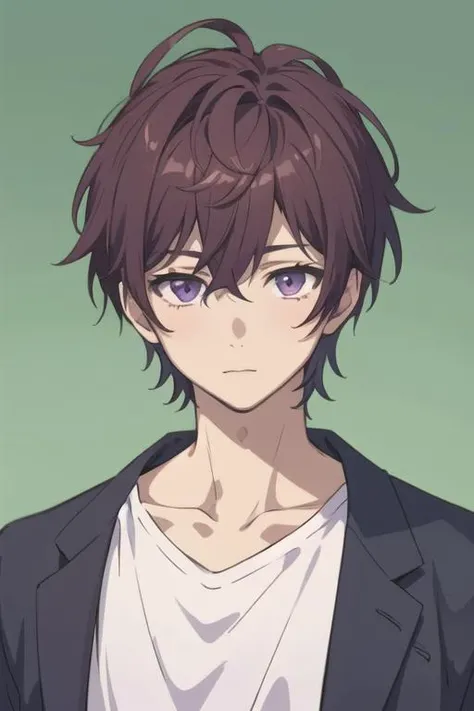 masterpiece, best quality, high quality, 1boy, solo, male focus, looking at viewer, upper body, <lora:yuu_setoguchi:0.54>, yuu_setoguchi, purple eyes, brown hair, ,