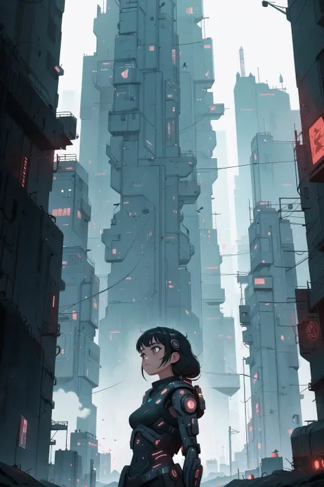 masterpiece,best quality,cyberpunk,landscape,dramatic,cinematic,1girl