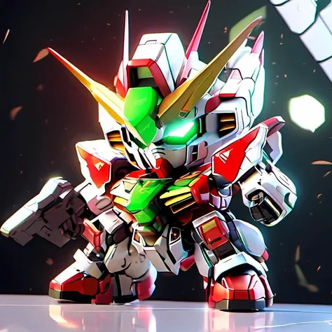 masterpiece,shining,bloom,soft light,shadows,realistic,chibi gundam,<lora:chibi_gundam:1>, green