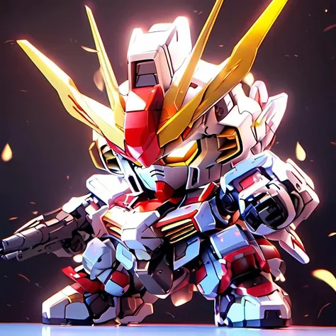 masterpiece,shining,bloom,soft light,shadows,realistic,chibi gundam,<lora:chibi_gundam:1>, yellow light