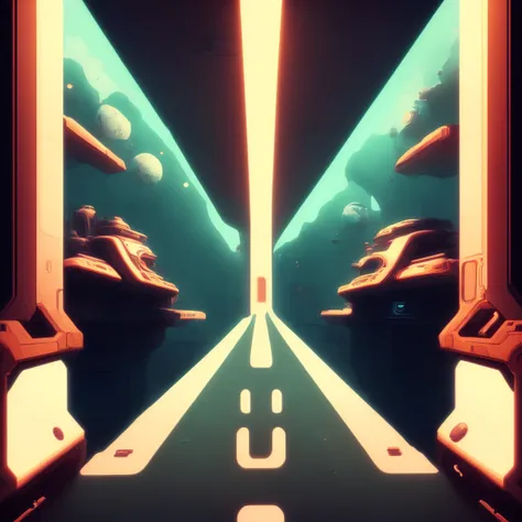 sci fi corridor, (HyperDrive:0.5), (style by JovianSociety:1)