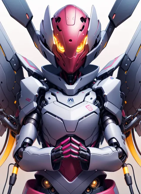 ((best quality)), ((highly detailed)), masterpiece, extremely detailed face, beautiful face, , (1girl), (solo), top view, looking up, dynamic pose, upper body, ((android)), robot body, (metallic hair:1.3), solid eyes, (Rose pink eyes), colored sclerae, ((mechanical eyes)), ((glowing eyes)), biomechanical, mechanization, (chrome(material) skin), (metallic skin:1.33), colored skin, (helmet, covered face, mask, <lora:NOFACE V3.0:.6>, noface, (hidden face), ((no mouth)), lights, LEDs, wires, cables, shiny skin, robot limbs, mechanical joints, (abs), armor, <lora:lottalewdsMechanical_v1:1>, (mechanical_wings:1.2), <lora:ExtraArms:.9>, ExtraArms, extra arms, (inside, at a casino)
