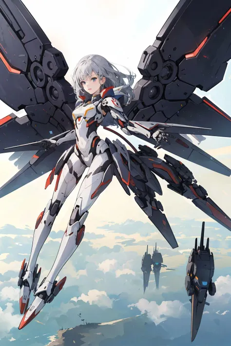 <lora:mecha_v1:0.6>, mecha,1girl, full body <lora:mechanical_wings-000007:1>, mechanical_wings, thrusters, (masterpiece, best quality, high quality, highres, ultra-detailed),