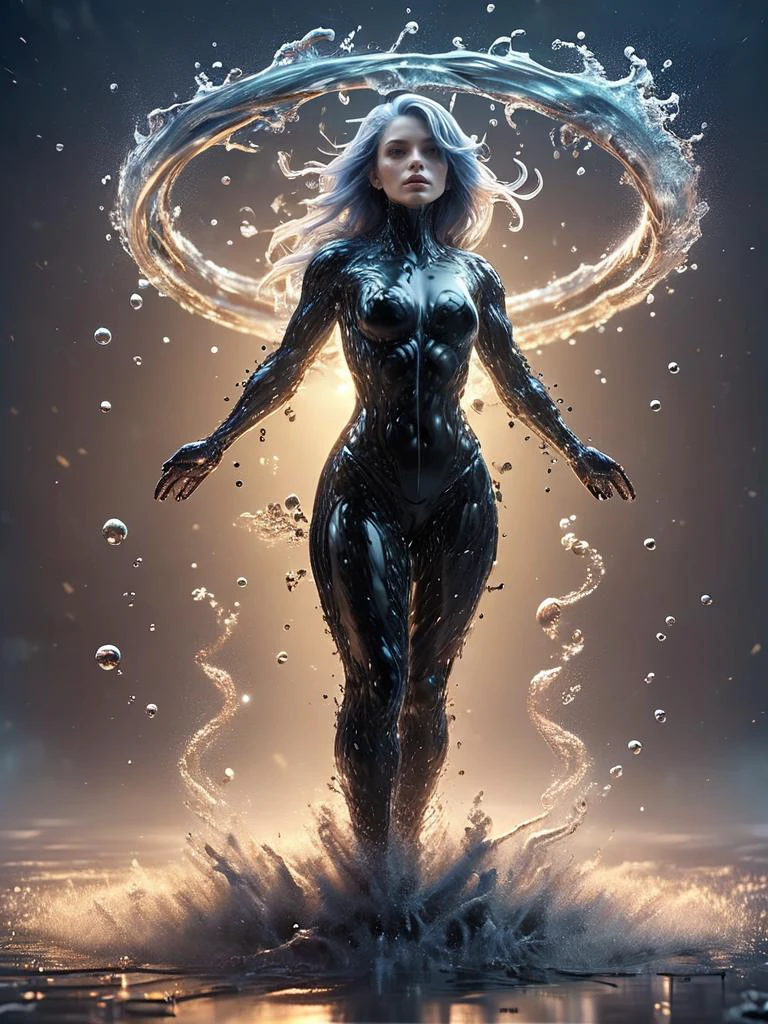 (masterpiece,top quality,best quality,official art,beautiful and aesthetic:1.2),(1girl:1.2),, woman standing, elegant,black suit ,sci-fi,the dark,cinematic,,cyberpank,mud,poison,detonator,polygon,(black smoke:1.3),(mat black:1.2),,mask,(wet:1.2),long hirl,pirate,oil,searchlight,night,in water,armour,prospective,pipe,shining surface of the water,reflection,transparency,translucent,steel ,Inside the spaceship,( shine fish swarm:1.2),Falling junk,backlighting,(vortex:1.2) <lora:watce-sdxl:1> watce