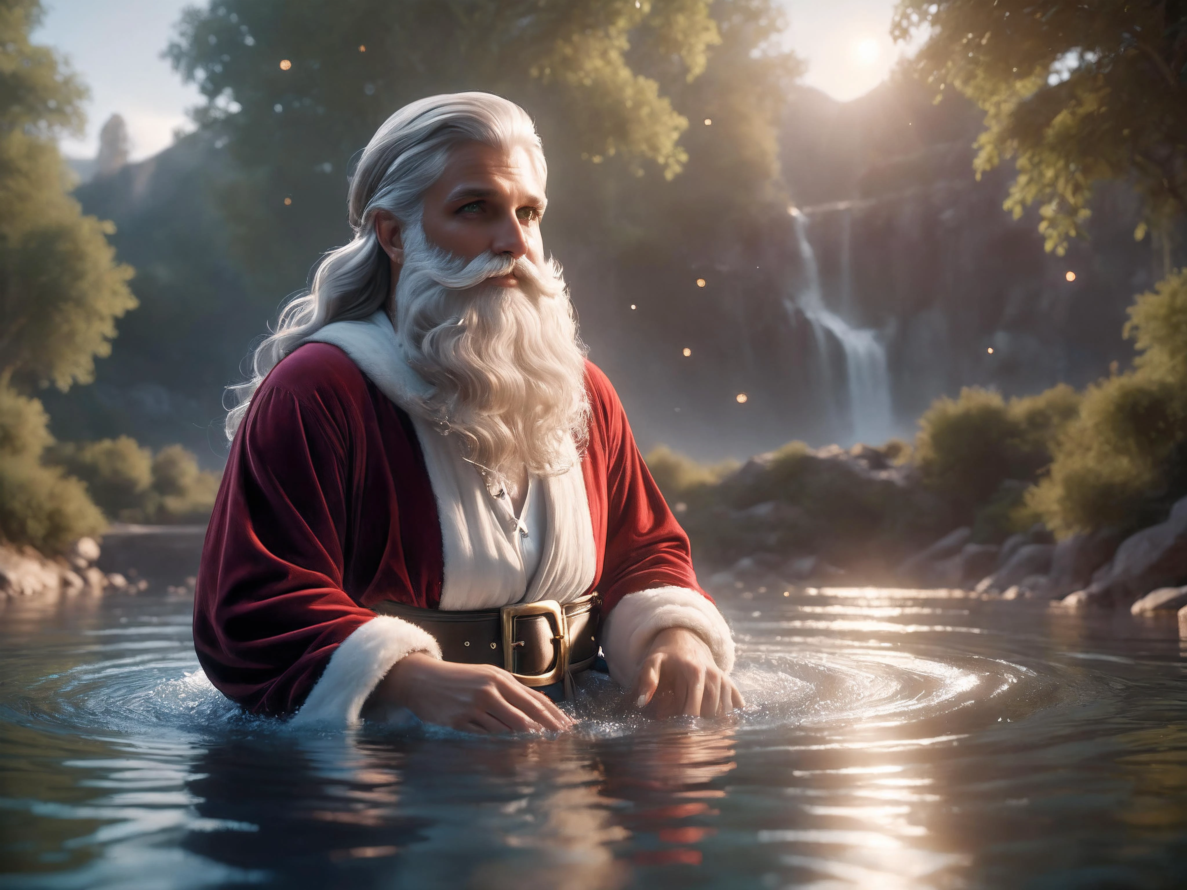 professional 3d model cinematic film still ethereal fantasy concept art of concept art breathtaking ((2men, super old withered mall santas fighting, excessive muscles, radiating low light energy, derelict santa outfits:1.5)), BREAK, lighting style soft tan highlights, deep maroon shadows, natural sunlight midtones, kaleidoscopic pools of water <lora:watce-sdxl:0.6> watce <lora:SDS_Particle_Flow:0.3> SDS_Particle_Flow <lora:add-detail-xl:0.8>, RAW candid cinema, 16mm, color graded portra 400 film, remarkable color, ultra realistic, textured skin, remarkable detailed pupils, realistic dull skin noise, visible skin detail, skin fuzz, dry skin, shot with cinematic camera, luminous reflections, rtx on, subsurface scattering, dynamic hdr tone mapping, volumetric lighting, screenspace reflection, Physically-Based Rendering . award-winning, professional, highly detailed . digital artwork, illustrative, painterly, matte painting, highly detailed . magnificent, celestial, ethereal, painterly, epic, majestic, magical, fantasy art, cover art, dreamy . shallow depth of field, vignette, highly detailed, high budget Hollywood movie, bokeh, cinemascope, moody, epic, gorgeous, film grain, grainy . octane render, highly detailed, volumetric, dramatic lighting