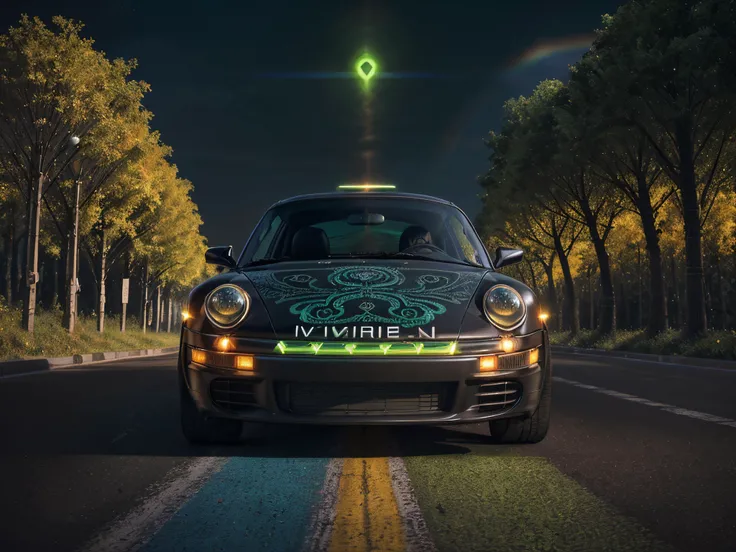 automotive advertisement style, RAW photo of (((prosche 911 multicolor rainbow Artstyle Graffiti, llusive creature stares crossing a road in madagascar, skin color medium ebony tone of skin in explosions))) in the background , masterpiece, ultra realistic 8k cg, background <lora:porsche-911-LoRa:1>, Elbphilharmonie's Great Hall, the sweeping curves, the shimmering golden panels and the extraordinary acoustic properties of this modern marvel , by Satoshi Kon and Mike Mignola,  (black , alluring , masterful:1.4), poster art, bold lines, hyper detailed, expressive,  award winning,  (landscape:1.4), (intricate details, masterpiece, best quality:1.4),
key lighting , looking at viewer, dynamic pose, wide angle view,, In a world where the digital and the organic have intertwined, a face emerges from the matrix of reality. The eyes, mouth, nose, and face are visible, but the rest of the body is obscured by the dense, swirling patterns of binary code that make up the background. The features of the face are a canvas of flesh interwoven with vibrant green circuits, pulsing with the rhythm of binary codes, MATRIX Style,, detailed, (((Uranium Tech, uranium tech , atommodle, radiation, transparent , scifi,  nuclear sign ,  nuclear, electron, diversity, bioluminizens))), sleek, dynamic, professional, commercial, vehicle-focused, high-resolution, highly detailed<lora:porsche 911:1>