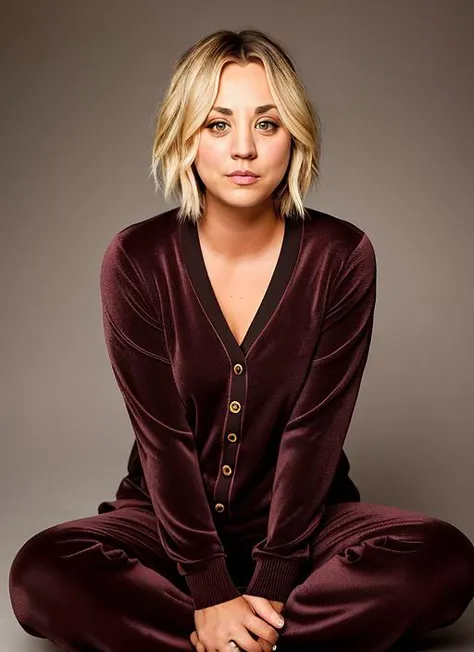 portrait of Kaley Cuoco, :d , wearing pajamas , with brown Blunt haircut , background colosseum epic (photo, studio lighting, hard light, sony a7, 50 mm, matte skin, pores, colors, hyperdetailed, hyperrealistic), <lyco:Kaley Cuoco:1.1>