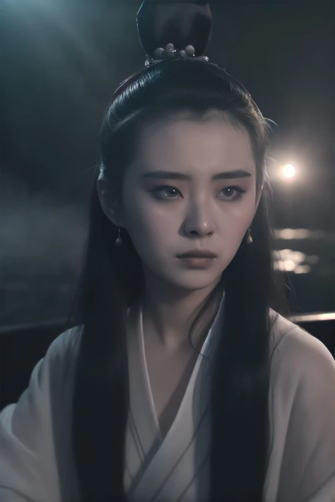 (Male: 1.1), Sadness, (8k, RAW photo, photorealistic:1.25) , [Monochrome: Soft Color: 0.6] Theme, (Masterpiece), (Best Quality), (Detail), Light Layer, Glossy skin, (complex details: 1.1), black hair, long hair, black eyes,