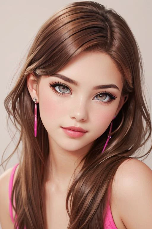 beautiful girl, brown_eyes, ((beautiful slim age girl 18 year old, hair color [Auburn hair], [faux hawk] hair)), earrings, lips, realistic, narrow waist, charming, pink lipstick, colorful makeup, long eyelashes, earrings, wearing eyeliner, fair skin, (cute), (detailed face), detailed eyes, detailed iris