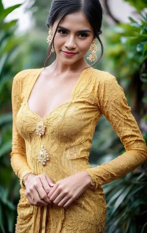 cute girl posing, fashion model, 1girl, (looking at viewer:1.2), big smile,
(cute face), big breast, mature body, perfect face, (full body:1.4),
(photo background), (on the street), wide shot,
beautiful face, (detailed eyes, detailed lips, detailed nose), detailed fingers, ((perfect anatomy:1.4, extremely detailed face:1.3)), clear skin, clear face, (realistic skin tone, realistic skin texture:1.2), realistic hair, masterpiece, best quality, highly detailed, DSLR, (8K, UHD), (realistic, photorealistic:1.4),
<lora:(outfit)balinese_v10:1>