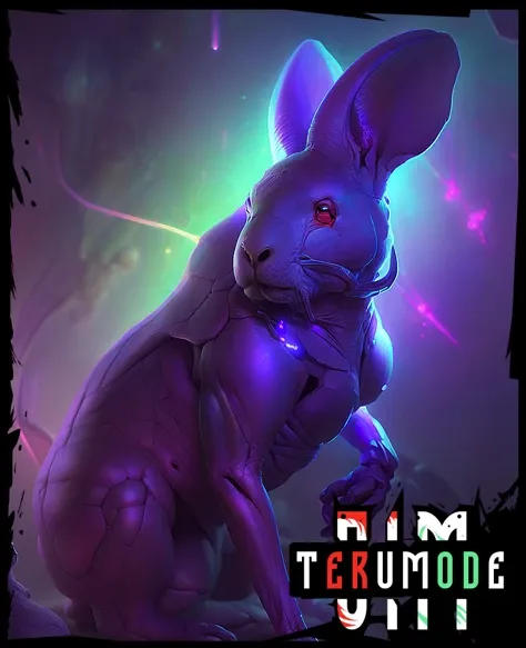 art by (apterus:1.2).
close up [ Rabbit | cyborg ], violet glow on the background.
(apterus creepy anatomy:1.1)
