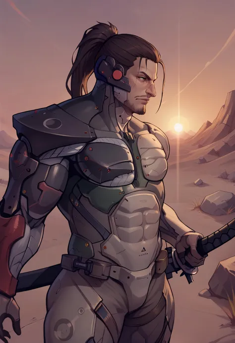 score_9, score_8_up, score_7_up, score_6_up BREAK solo,desert,sunset,backlighting,katana, JetstreamSam,cyborg, bodysuit, headgear, beard <lora:JetstreamSam_XLPD:0.8>