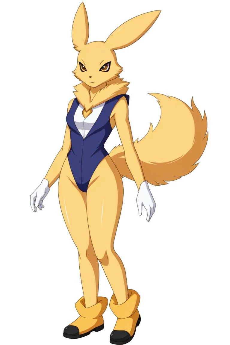 (masterpiece, best quality, anime, flat colors, ),
1girl, renamon, furry, (anthro), full body,