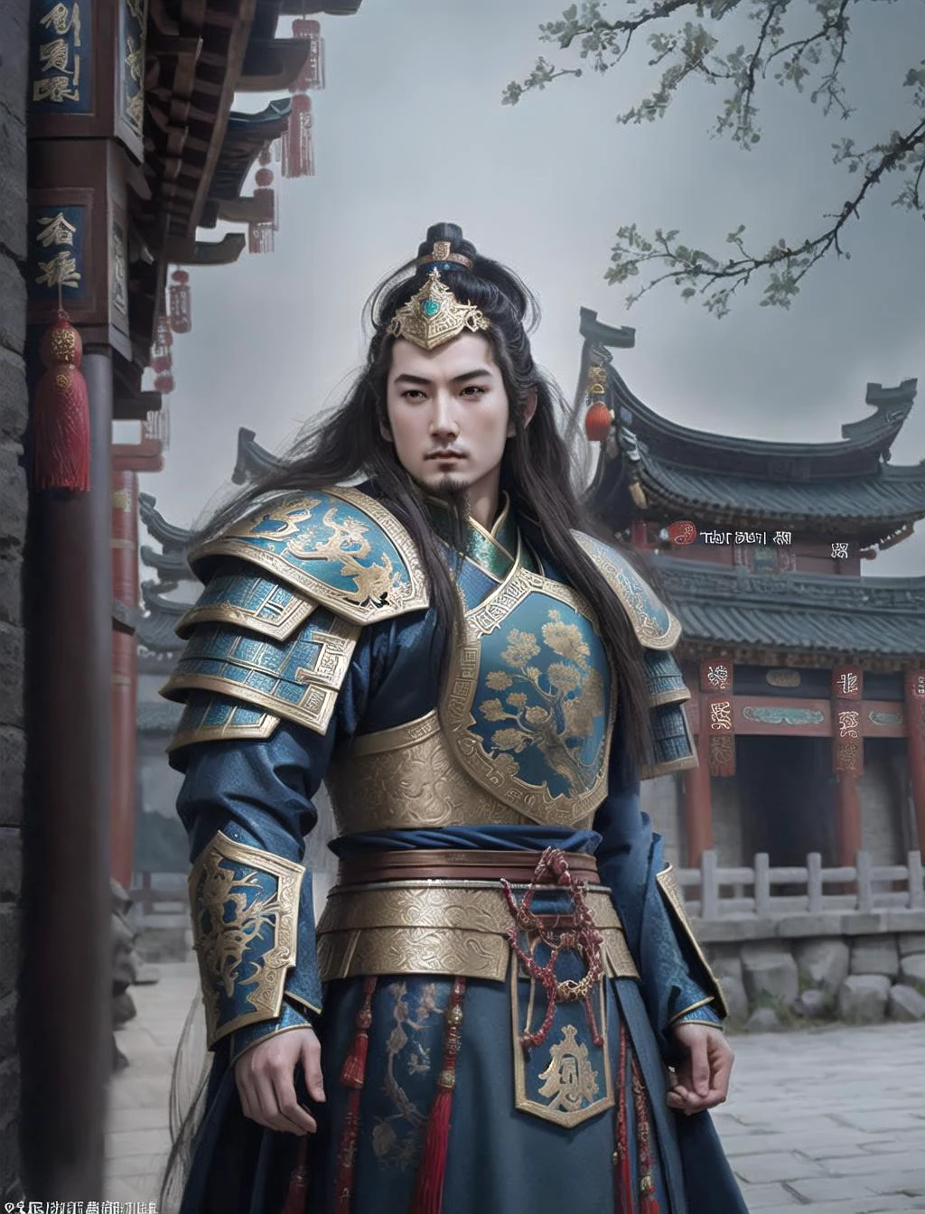 (Wearing glod Chinese battle armor :1.5),(lion battle armor),(a little slime ),(Round face:1.2)
depth og field,blur background,(handsome:1.2)
(8K, best quality:1.2), (masterpiece:1.37), (photo, photorealistic:1.37), (ultrahigh-res), full body, walking pose, shot from front, slow motion, man paladin wearing the full body, (chinese gloden armour:1.2),(ornately decorated armor), (insanely detailed, bloom:1.5), (highest quality, Alessandro Casagrande, Greg Rutkowski, Sally Mann, concept art, 4k), (analog:1.2), (high sharpness), (detailed pupils:1.1), detailed face and eyes, Masterpiece, best quality, (highly detailed photo:1.1), (young man:1.1), sharp, (perfect body:1.1), realistic, real shadow, 3d, (chinese temple background:1.2), (by Michelangelo), photographed by Canan EOS R6, 135mm, 1/1250s, f/2.8, ISO 400
<lora:bjdww:0.3>
a chinese warrior, ultra detailed fantasy, realistic, dnd character portrait, full body, pathfinder, pinterest, art by ralph horsley, dnd, rpg, lotr game design fanart by concept art, behance hd, artstation, deviantart, <lora:LowRA:0.5> <lora:wh_chi_zhajia:0.1>
