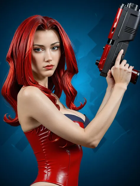 slut squad, (3wcherry), grey eyes, red hair,
<lora:3wcherry:0.8>, looking at viewer
1girl, holding weapon
abstract background, solo
realistic, photorealistic