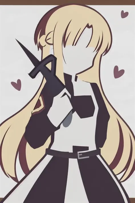 (masterpiece),(best quality), anime minimalist,<lora:minimalistAnimeStyle_v10:1>,
((upper body)),1girl, solo,
white cloth, blonde hair, brown eyes, (belt), standing, 1 sword, (holding sword on one hand: 1.4)oasuna \(sao\),asuna, <lora:asuna:0.8>