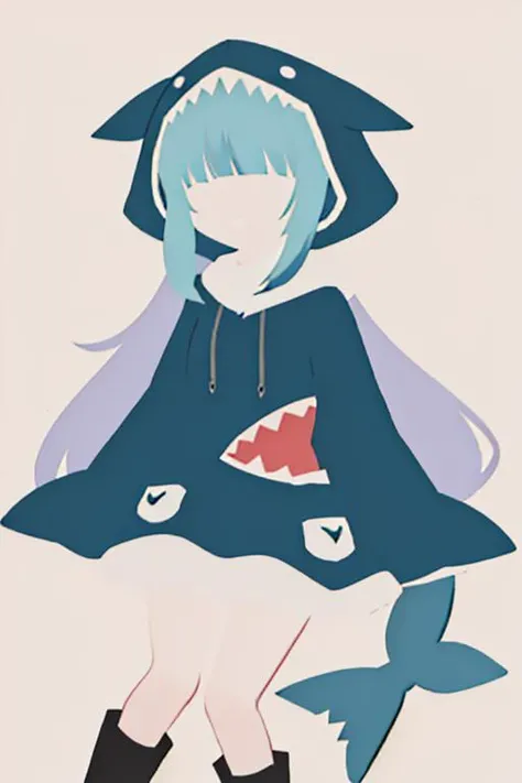 (masterpiece),(best quality), anime minimalist,<lora:minimalistAnimeStyle_v10:1>,
gawr gura, blue hoodie, shark hood,sharp teeth, (shark tail), <lora:gawrGuraHololiveAll_v4AllOutfits:0.8>