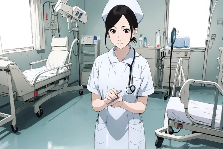 (RAW photo, best quality), wide angle photo, masterpiece, 1girl, natural lighting, solo,
hospital, operating room, surgical gloves,
(((White))) nurse uniform smooth, nurse, stethoscope <lora:NurseUniform0_0:0.8>, nurse cap,
<lora:ray_kasugano_animation_v2_2-000003:0.8>, ray kasugano, ponytail,