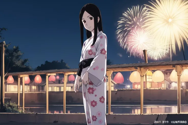 (RAW photo, best quality), 1girl, natural lighting, solo, outdoor,
<lora:ray_kasugano_animation_v2_2-000003:1>, ray kasugano,
light smile,
night time, summer night, fireworks, yukata, full body,