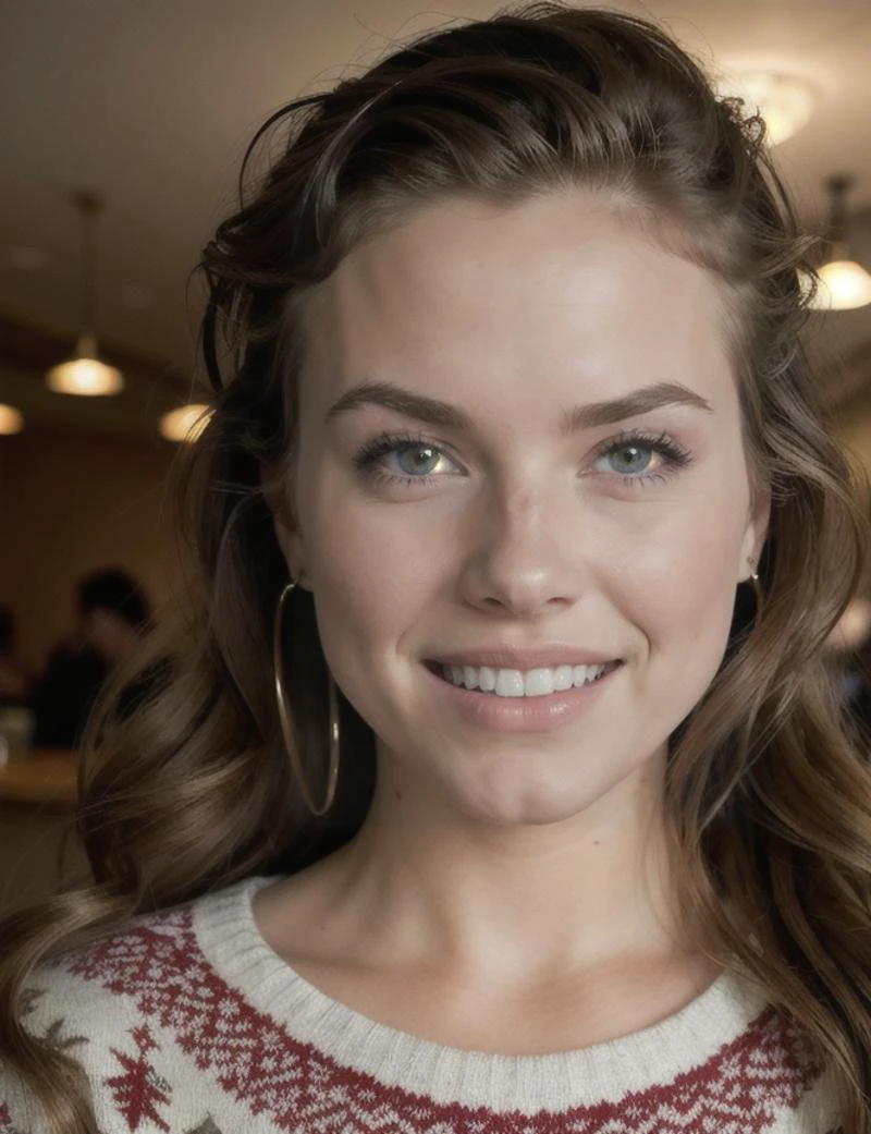 photo of (3m171:0.7), an attractive woman, in a (bar), wearing an (ugly sweater:1.1) and yoga pants, (smiling:1.1), (4k, RAW photo, best quality, depth of field, ultra high res:1.2), (absurdres, intricate, photorealistic, masterpiece, ultra-detailed),
<lora:balanced lighting image enhancer v1.04:1.55>