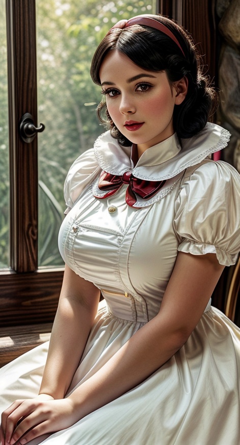There is a woman sitting on a chair in a white dress - SeaArt AI