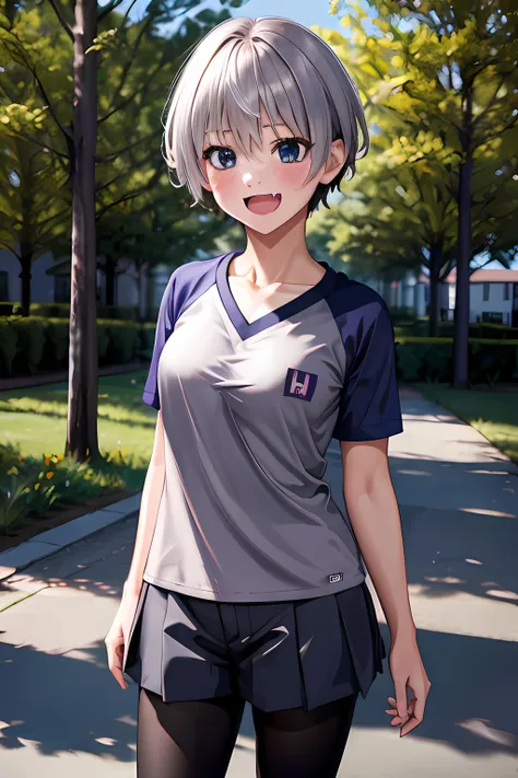 uzaki, uzaki hana, uzaki chan wants to hang out, masterpiece, best quality, highres, shirt, collarbone, fang, short hair, silver hair, fang, outdoors, school uniform,
(((realistic))), ultra realistic, highres, absurdres, incredibly absurdres, 4k,
<lora:Uzaki:0.8>