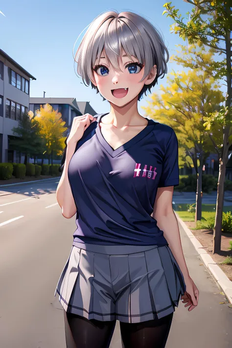 uzaki, uzaki hana, uzaki chan wants to hang out, masterpiece, best quality, highres, shirt, collarbone, fang, short hair, silver hair, fang, large breasts, huge breasts, outdoors, school uniform,
(((realistic))), ultra realistic, highres, absurdres, incredibly absurdres, 4k,
<lora:Uzaki:0.8>