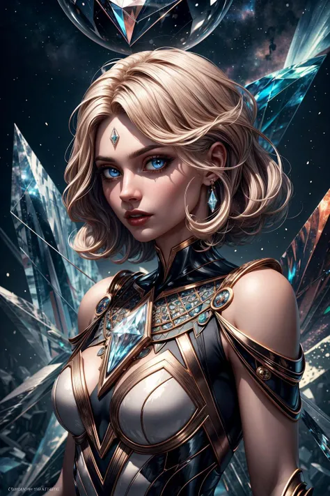colorful, hyper detail, dramatic light, intricate details, best quality, (extremely detailed CG unity 8k wallpaper, masterpiece, best quality, ultra-detailed, best shadow),
1 girl, adult (elven:0.7) woman, grey-blue eyes, natural blonde shaggy hair,
solo, upper body, looking at viewer, detailed background, detailed face, (<lora:FiveDecorsAIx3:0.3>, crystallineAI, crystalline theme:1.1) glowing eyes, (time wizard:1.1), eternity, infinite landscape, circular patterns, (style-swirlmagic:0.8), hourglass, time, cosmic space in background, epic atmosphere,
<lora:add_detail:1>