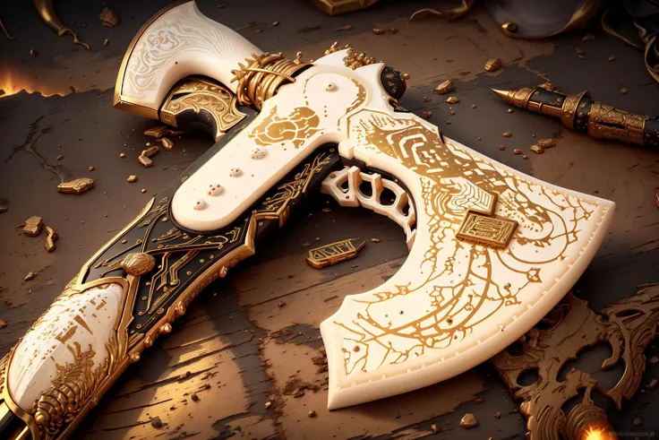 <lyco:FiveDecorsAIx3:0.8> ivorygoldai circuitboardai axe, black surface