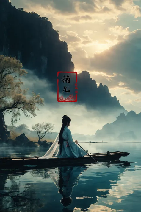 ((masterpiece))), (((best quality))), ((super detailed)), (highly detailed computer illustration), ((extremely delicate and beautiful)),cinematic light,
long raft withlong hair, cloud, 1girl, water, sky, chinese clothes, black hair, tree, outdoors, reflection, hanfu, sitting, lake, long sleeves, day, mountain, cloudy sky, hair ornament, solo, wide sleeves, facing away, scenery, pony
<lora:~Q?-z{O long raft with:0.8>
