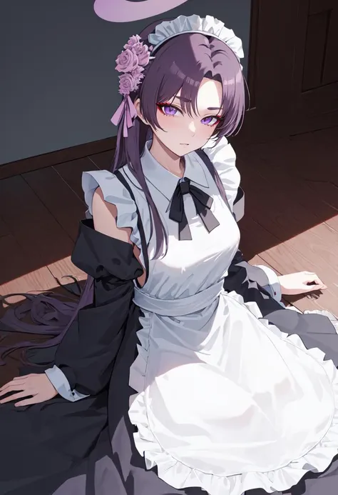 best quality, masterpiece, highres, solo, (yukari_bluearchive:1.10), (maid:1.40), (long maid dress:1.15), 17 <lora:yukari_bluearchive:0.80>