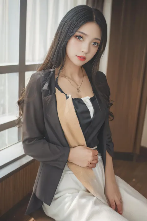 masterpiece, best quality, (realskin:1.5), photograph, 1girl,floating hair,Bokeh, Canon EOS-1D X Mark III with 50mm lens F/2.8, (detailed texture of girl skin), waist up, ((Close-up)), High resolution (4K:1.3),(sharp focus:1.2) Embarrassing, photorealistic, realistic,8k,highres, (realskin:1.5) (masterpiece,best quality:1.5) <lora:yeon:0.65> beautiful lighting,<lora:JPfilmColor_Heavy_grain:0.4> ((looking at viewer)), (( diamond necklace, jabot, flowing blazer, twinkle skirt, hair bow)) floating hair body,