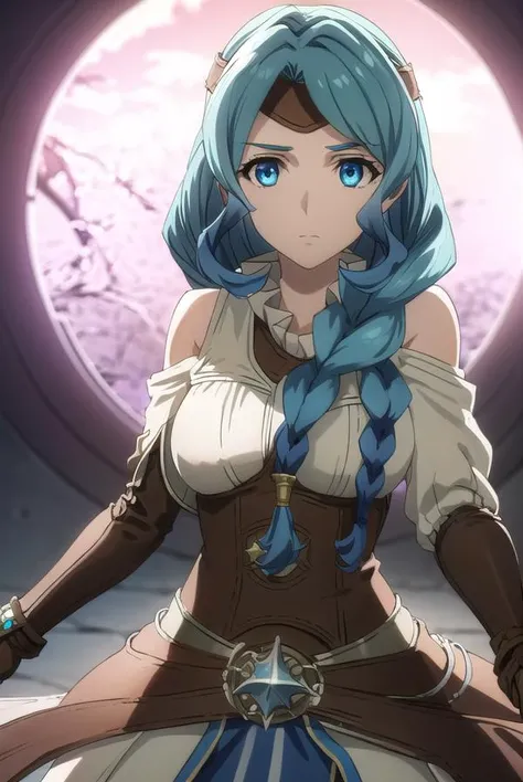 theresealexanderite, <lora:therese alexanderite s2-lora-nochekaiser:1>,
therese alexanderite, long hair, blue eyes, blue hair, braid, single braid, aqua hair,
BREAK bare shoulders, headband, circlet, detached sleeves, corset,
BREAK outdoors, forest, nature, sky, sun, clouds,
BREAK looking at viewer, (cowboy shot:1.5),
BREAK <lyco:GoodHands-beta2:1>, (masterpiece:1.2), best quality, high resolution, unity 8k wallpaper, (illustration:0.8), (beautiful detailed eyes:1.6), extremely detailed face, perfect lighting, extremely detailed CG, (perfect hands, perfect anatomy),
